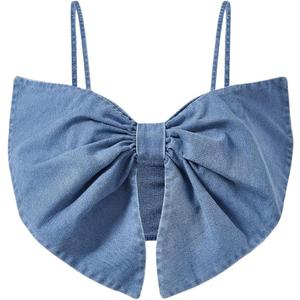 MakeMeChic Women's Denim Top Bow Front Sleeveless Spaghetti Strap Ruched Backless Crop Top Y2k Camisole Tops (Large) MakeMeChic Women's Denim Top Bow Front Sleeveless Spaghetti Strap Ruched Backless Crop Top Y2k Camisole Tops (Large)