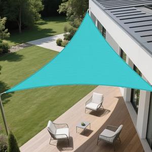 AwnPro Equilateral Triangle Shade Sail 8' x 8' x 8' Canopy to Block Sunlight for Outdoor Patio Garden Patio Deck Pergola (Turquoise)