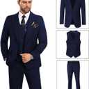 Mens Suit Slim Fit 3 Piece Double Breasted Suit Men Formal Tuxedo Set Casual Wedding Prom Groom Suits (M)