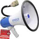 Pyle Megaphone PA Bullhorn Speaker - Built-in Siren 50 Watts Rechargeable Battery- 10 Sec Record Function for Football Baseball Basketball Cheerleading Fans Coaches or for Safety Drills - (PMP59IR)