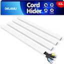 Delamu Cord Hider, 63in Wire Covers for 3-4 Cords on Wall, Premium Cable Hider Cord Covers for Wires, Cable Management Wire Hiders for TV, Cable Raceway Kit, W1.18x H0.6in, White