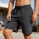 Men's Quick Dry Athletic Shorts with Zipper Pockets, Lightweight for Running, Workouts, Casual & Outdoor Activities (Grey, X-Large)