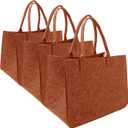 Felt Tote Bag, Large16 x12 x 10" Reusable Bags Lightly Brown 3pcs Heavy Duty Grocery Tote Bag with Handles Grocery Tote Shopping Felt Bags for Grocery, Beach, Travel, Study, Gym, Gifts