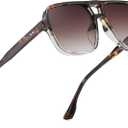 Freckles Mark Retro Aviator Sunglasses for Mens Womens Double Bridge Vintage 70s Square Glasses (Black+yellow Tortoise+brown Tortoise)