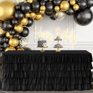 Black Tulle Table Skirt 6ft Tutu Table Skirt For Rectangle Table Birthday Party Decorations Baby Shower Girls Parties Cake Dessert Table Decorations Ruffle Table Skirting