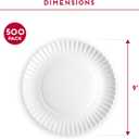 9-Inch Disposable Paper Plates - 500 Count - Bulk Pack of Uncoated Paper Plates for Everyday Use - Dinnerware for Meals, Parties And Picnics