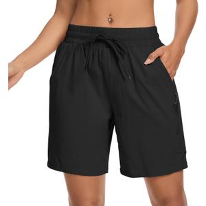 Women's 7" Hiking Cargo Shorts Quick Dry Athletic Short Pants Outdoor Water Resistant Bermuda Shorts with Multi Pockets