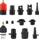 Treela Inflatable Air Pump Adaptor Compatible with SUP Inflatable Car Air Compressor Valve Adaptor with 9 Valve Nozzle for Paddle Board Boat (Black, Red, Gold)