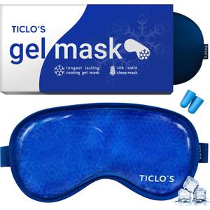 Ticlo's Cooling Eye Mask for Puffy Eyes - Gift Ready Box - Gel Eye Mask for Sleeping, Cold Compress for Dark Circles, Cold Reusable Compress for Migraines, Headaches, and Post-Surgery Recovery (Blue)