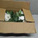 InnoGear 50 Pcs White Roses Artificial Flowers, Fake Velvet Silk Rose Bulk Faux Flower for Mother's Gift Decoration DIY Wedding Centerpieces Proposal Bridal Bouquets Party Floral Decor (50, White)