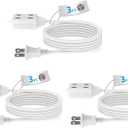 9 x TiFFCOFiO Indoor Extension Cord, 2 Prong 3 Feet Extension Cord, 3 Polarized Outlets with Safety Slide Windows,13A/1625W, 16 AWG, 3 Packs