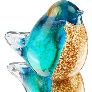 4 inch Art Glass Crystal Bird Figurine Handmade Blown Glass Paper Wight Mother`s Day Gift Home Ornament (#1)