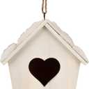 NAT & Jules Heart Cutout White 10 x 8.5 Fir Wood Hanging Bird House