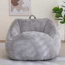 HIGOGOGO Bean Bag Chair for Adults Kids with Armrests - Fluffy Lazy Sofa with Handle Soft Stuffed Filler - Comfy Cozy Floor Sofa with Pocket Accent Chair for Living Room, Bedroom, Dorm (Grey) (Standard)