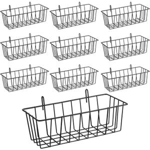 10Pcs Hanging Wire Baskets for Organizing, Hanging Metal Basket Storage, Wall Grid Panel, No Drilling Wall Baskets, Storage and Display Basket for Kitchen, Bathroom, Home Decor