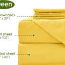 MCO Cooling Queen Sheets Set, Rayon Derived from Bamboo Sheets, Luxury & Silky Bedding Set with 16" Deep Pocket (Queen, Yellow)