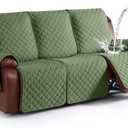 KinCam Waterproof Recliner Sofa Cover, Non-Slip Reclining Couch Covers for 3 Seat, Recliner Couch Cover Furniture Protector with Elastic Straps for Pets, Kids, Cactus Green