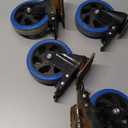 5 Inch Casters Wheel Set of 4, 2200 Lbs Heavy Duty Casters, Safety Locking Industrial Casters with Brake, No Noise Plate Wheels for Cart, Workbench, Furniture (Free Hardware Kits)