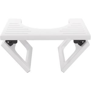 AmazerBath 8.5 Inches Bamboo Toilet Stool Squat for Adults, Collapsible Poop Stool for Bathroom, 0.79" Thickness Squatting Potty with Non-Slip Strip, No Assembly Required, White