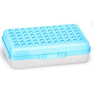 Enday Pencil Box Blue, Plastic Small Dots Pencil Case, School Storage Utility Supplies Box Organizer with Snap Closure for Kids and Adults, 1 PK