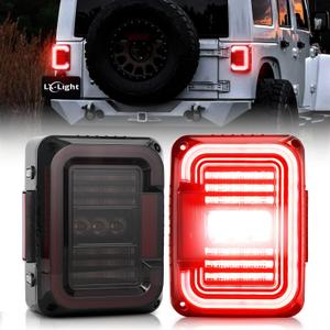DOT Approved Smoke Lens LED Tail Lights with 20W Reverse Lights for 2007-2017 Jeep Wrangler JK&JKU Brake Reverse Light Rear Back Up Lights Daytime Running Lamps,EMC Build-in