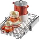 DINDON 1 Tier Pull Out Cabinet Organizer (14" W x 18" D) Heavy-Duty Metal Sliding Drawer Shelf, Slide Out Wire Basket for Kitchen Cabinets, Pantry, Bathroom, Chrome Finish
