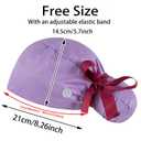 Scrub Caps Women Bouffant Scrub Hats Caps Nurses, Adjustable Working Cap Ponytail Pouch Tie Back Hats