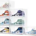 Attelite 8 Pack Shoe Boxes Clear Plastic Stackable, Upgrade Large Shoe Storage Organizer Containers with Magnetic Door for Display Sneaker, Easy Assembly
