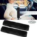 MOONET 2 Packs Car Seatbelt Covers Shoulder Pad for More Comfortable Driving, Universal Seat Belt Cover for Handbag Camera Backpack Straps, Soft Faux Sheepskin Wool Seat Belt Cushion (Black)