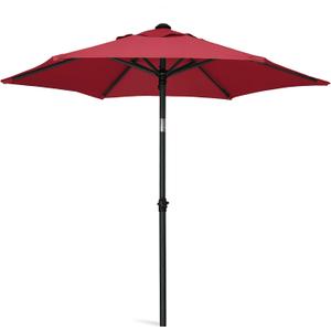 AMMSUN 6ft Patio Umbrella Outdoor Table Umbrellas with Push Button Tilt, UPF50+ Premium Steel Pole and Ribs for Deck, Lawn, Garden, Backyard & Pool (Red)