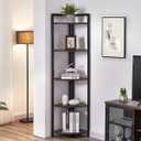 FATORRI Rustic Tall Corner Shelf, 5 Tier Industrial Corner Bookshelf for Living Room, Dark Wood and Metal Corner Plant Stand for Home Office (Walnut Brown), 14.17D x 14.17W x 65.94H in