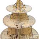 3 Tier Halloween Wizard Cupcake Stand, Vintage Castle Party Cake Holder, Rustic Decor for Camping/Baby Shower/Birthday Decoration, Birds Hunting Forest Safari Party Supplies