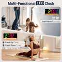 16.5" Large Digital Wall Clock: 11 RGB Color LED Display with Remote Control, Auto DST, Temperature & Date, Big Number Wall Clock for Seniors, Classroom, Office, Gym, Home Decor Black