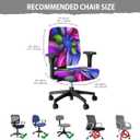 Abstract Floral Print Office Computer Chair Covers, Split Stretchable Seat Cover Removable & Washable Rotating Chair Protective Slipcover (Blue Violet)