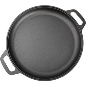 Cast Iron Pizza and Pancake Baking Pan,Thickened Steak Skillet Chicken Griddle for Oven, Grill, Stove or Campfire (13.8inch Pizza Pan)
