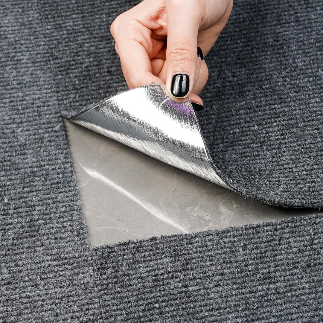CUCOS Carpet Tiles 24" x 24" Peel and Stick, Self-Adhesive Square Carpet with Soft Pad, Non-Slip Floor Tiles Easy DIY for Bedroom, Living Room - 20 PCS (Dark Gray)