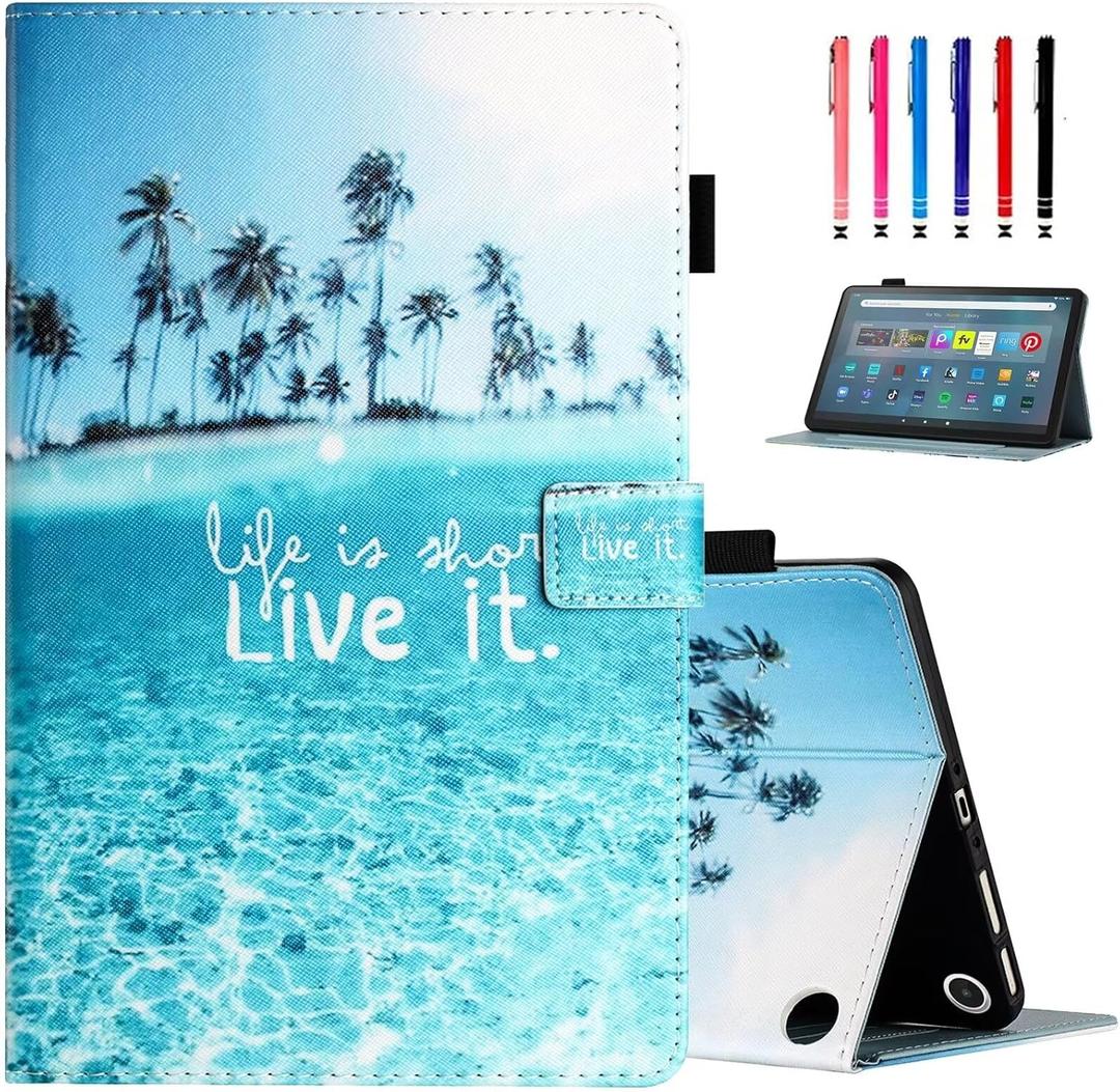 MonsDirect Case for All-New Amazon Fire Max 11 Tablet (13th Generation 2023 Release), 11" Slim PU Leather Stand Cover, Auto Wake/Sleep with Pen Holder & Card Slots for Fire Max 11, Beach