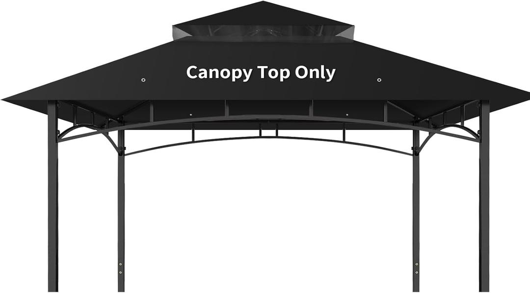 Gazebo Replacement Canopy Top Waterproof Cover, Fits Model L-GZ136PST, Double-Tiered and UV-Resistant (Black)