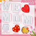 Honoson 6 Pcs Mothers Day Decorations We Love Mom Heart LED Lights up Sign Table Decoration for Mom Birthday Gifts Mothers Day Party Decoration