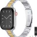 Wearlizer Slim Metal Band Compatible with Apple Watch Bands for Women 40/38/41/42/44/45/46/49mm, Dressy Stainless Steel Strap Gold Silver Bracelet for iWatch Series 11 10 9 8 7 6 5 4 SE/Ultra 3 2 1