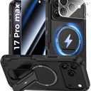 Goton for iPhone 17 Pro Max Case with Privacy Tempered Glass Screen Protector & Camera Lens Protector, Compatible with MagSafe, Invisible Kickstand, Shockproof Phone Cover, Black