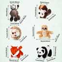 6 Pcs Mini Woodland Stuffed Animal Bulk 4 Inch Small Cute Forest Safari Plush Toys Gifts Panda Raccoon Sloth Big Tail Squirrel Fox Hedgehog for Kids Baby Shower Birthday Party Favors Classroom Prizes