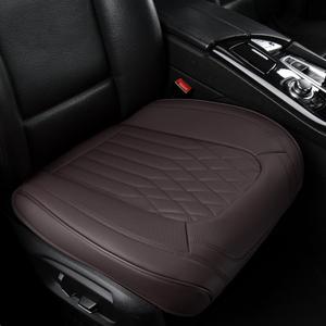 Front Car Seat Bottom Covers Brown, Universal Leather Front Seat Covers Bottom Protector 2 Pack, Anti-Slip and Full Wrapping Edge Compatible with Most of Vehicles - SUVs/Sedans/Pickup Trucks (StyleB-Lozenge)