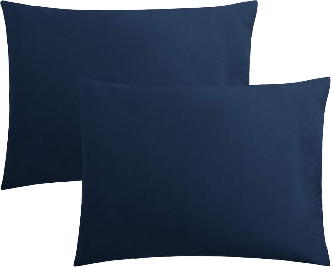 FLXXIE Pillow Cases Standard Size, Soft Microfiber Pillow Covers with Envelope Closure, Wrinkle, Stain Resistant Pillowcases, 2 Piece Set, 20x26, Navy