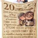 20th Anniversary Wedding Blanket Gifts for Couple Him Her Wife Husband, 20 Year Anniversary Wedding Gifts for Men Women, 20th Anniversary Decorations, 20 Years of Marriage Blanket 60"X50"