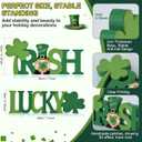 3 x St Patrick's Day Table Decorations 2 Pcs Wooden Shamrock Gnome Lucky Sign Centerpieces for Table Tiered Tray Decor, Green Irish Leprechaun Themed Decor for Saint Patty's Party Home Farmhouse