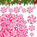 Syhood 120 Pcs Fake Candy Christmas Decorations Peppermint Candy Decorations Christmas Tree Hanging Ornament for Holiday Party DIY Crafts(Pink,1'' 1.4'' 1.8'',Round)