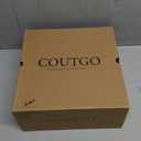 Coutgo Womens Wide Calf Cowboy Boots Suede Knee High Chunky Heel Pointed Toe Western Cowgirl Boots (7.5, Brown)