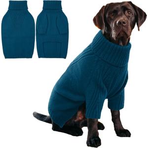 IECOii XL Dog Sweater,Winter Doggy Clothes for Large Dogs Girl Boy,Warm Pullover Soft Dog Sweater Turtleneck,Lightweight & Good Stretch for Active Dogs Like Beagle,Border Collie (Peacock Blue,XLarge)