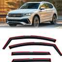 in-Channel Rain Guards for Volkswagen (VW) Tiguan 2018-2024, Window Visor Shields Vent Deflector Shade Wind Dark Smoke 2019 2020 2021 2022 2023 18 19 20 21 22 23 24, Tape-On Inside-Mount, 4PCS